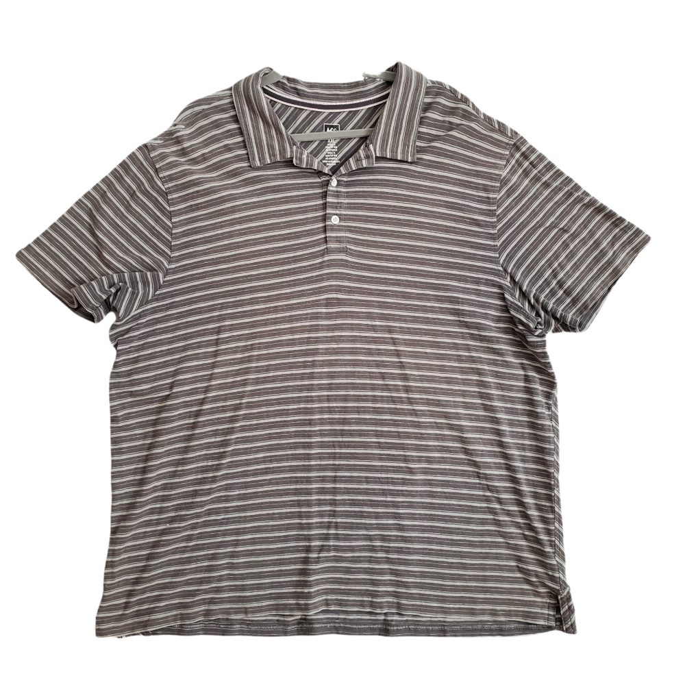 REI Gray Striped Stretch Cotton‎ Short Sleeve Polo Shirt